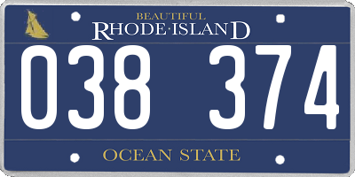 RI license plate 038374