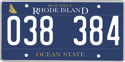 RI license plate 038384