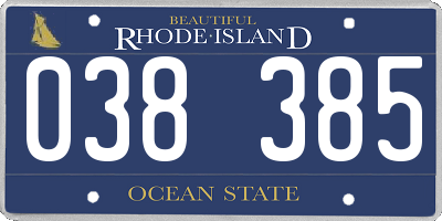 RI license plate 038385