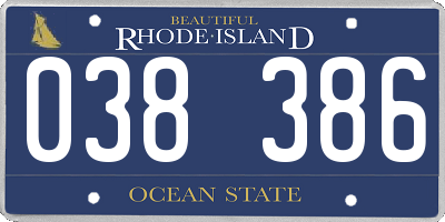 RI license plate 038386