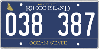 RI license plate 038387