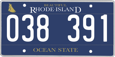 RI license plate 038391