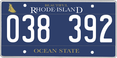 RI license plate 038392