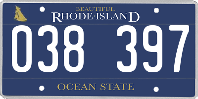 RI license plate 038397