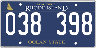 RI license plate 038398