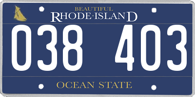 RI license plate 038403