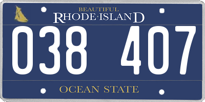RI license plate 038407