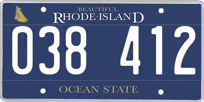 RI license plate 038412