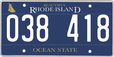 RI license plate 038418