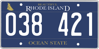 RI license plate 038421