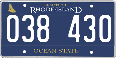 RI license plate 038430