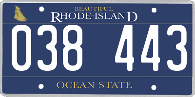 RI license plate 038443