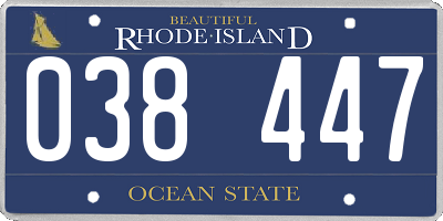 RI license plate 038447