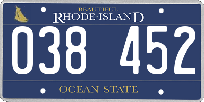 RI license plate 038452