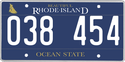 RI license plate 038454