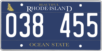 RI license plate 038455