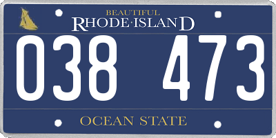 RI license plate 038473
