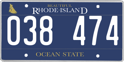 RI license plate 038474