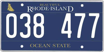 RI license plate 038477