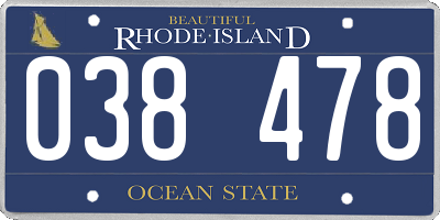 RI license plate 038478