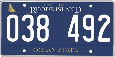 RI license plate 038492