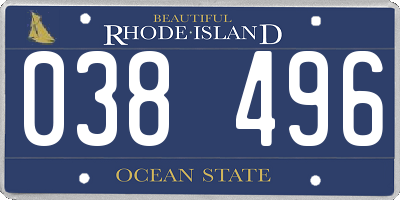 RI license plate 038496