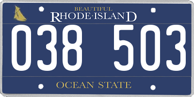 RI license plate 038503