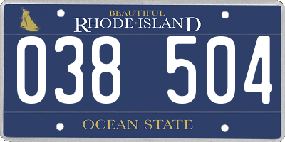 RI license plate 038504