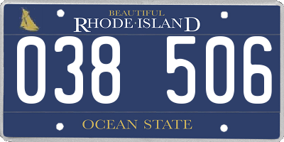 RI license plate 038506