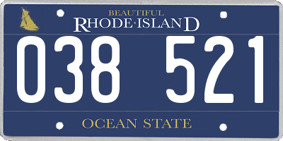 RI license plate 038521