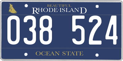 RI license plate 038524