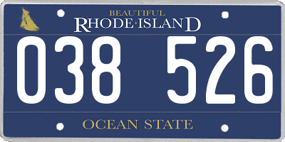 RI license plate 038526