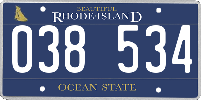 RI license plate 038534