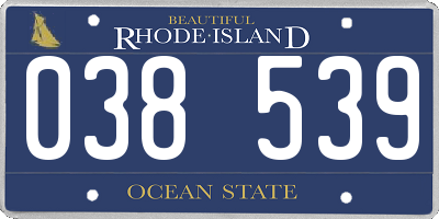 RI license plate 038539