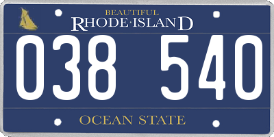 RI license plate 038540
