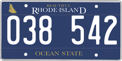 RI license plate 038542