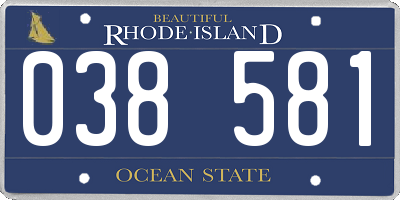 RI license plate 038581