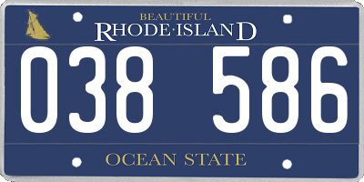 RI license plate 038586