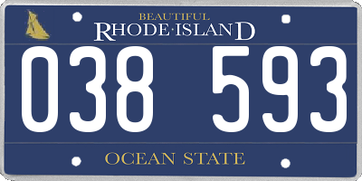 RI license plate 038593