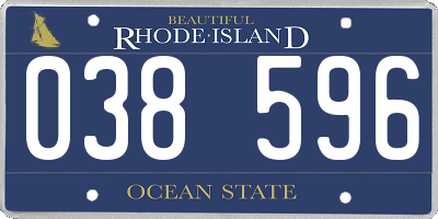 RI license plate 038596