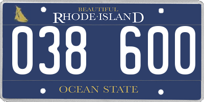 RI license plate 038600