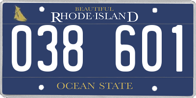 RI license plate 038601