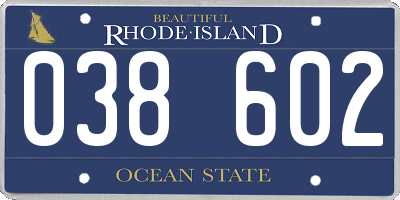 RI license plate 038602