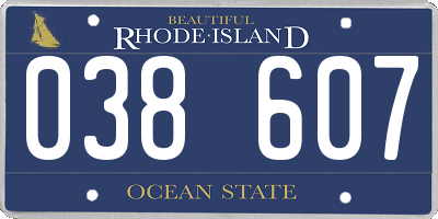 RI license plate 038607