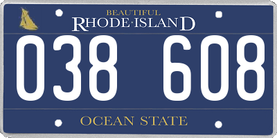 RI license plate 038608