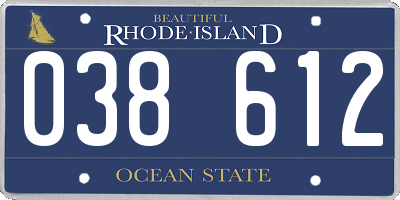 RI license plate 038612