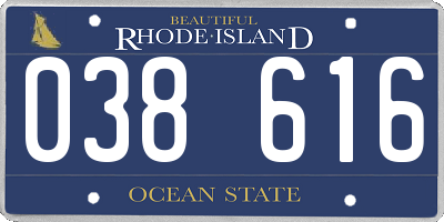 RI license plate 038616