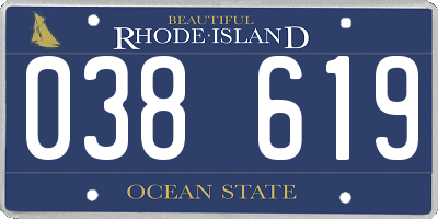 RI license plate 038619