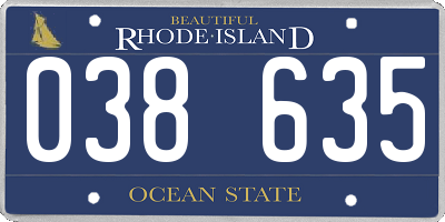 RI license plate 038635