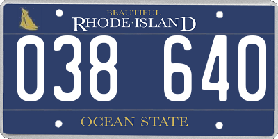 RI license plate 038640
